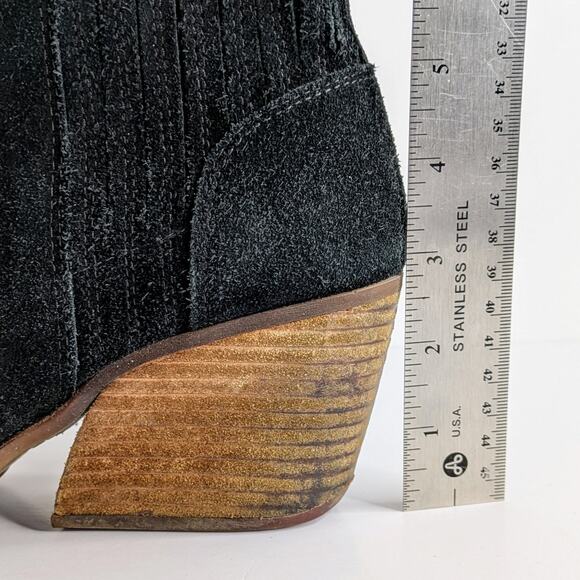 Kork Ease Ankle Boots Cinca Womens 8 Black Suede Leather Chunky Heels Pull On - Picture 13 of 15